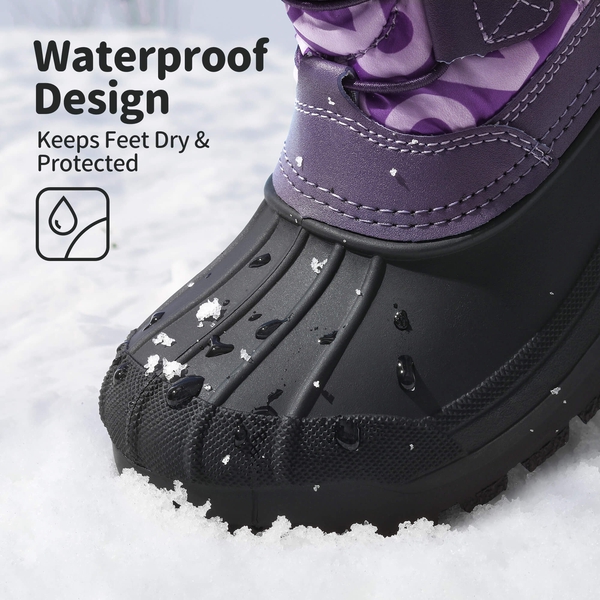Kids Waterproof Shell Bottom Snow Boots - BERRY - 3